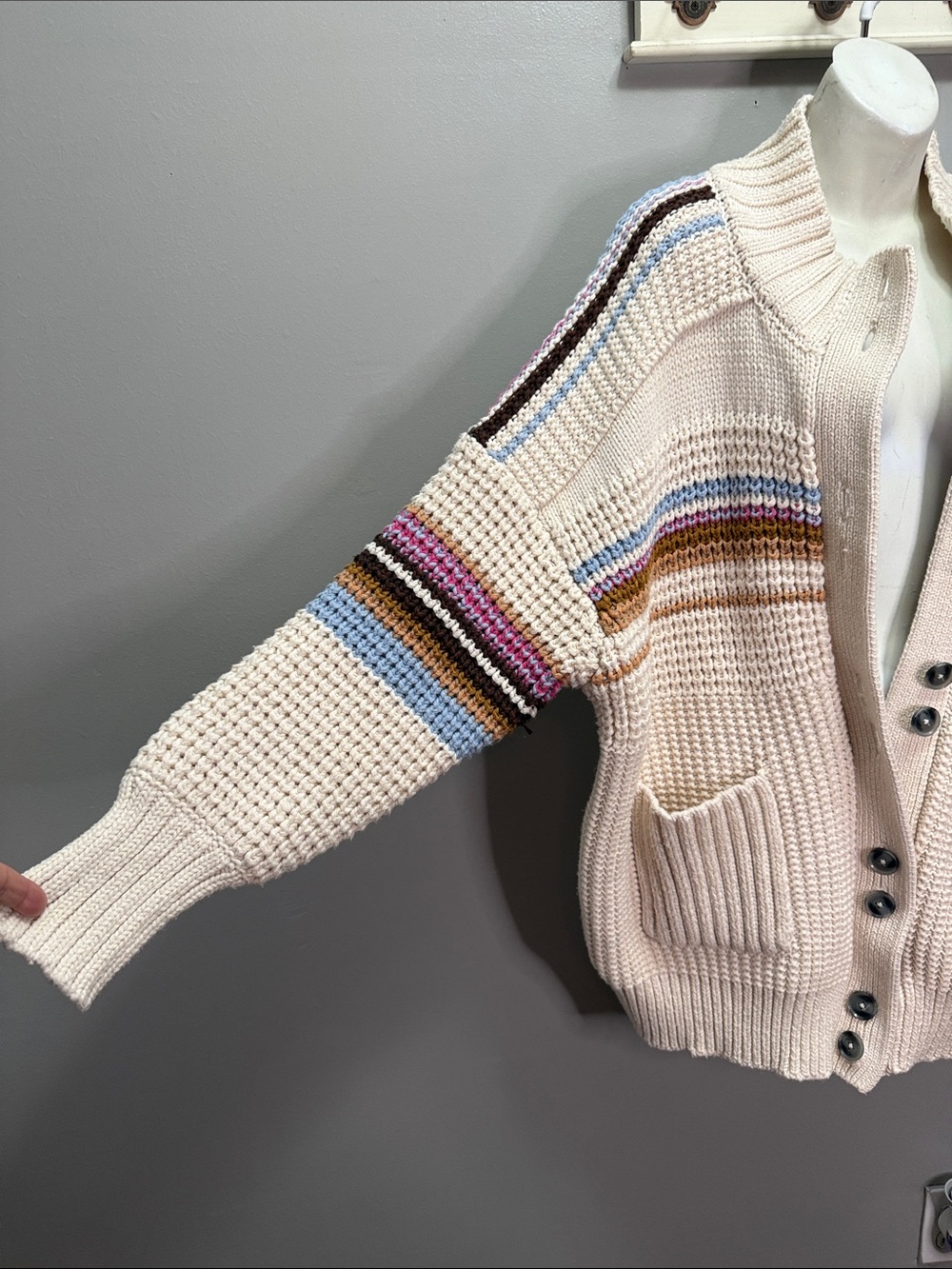 Anthropologie Maeve High-Collar Mixed-Stitch
Cardigan Sweater Size L - Picture 7 of 10